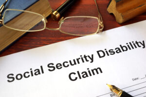 social security disability claim on a wooden table